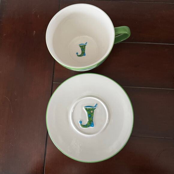 Starbucks Holiday 2006 Elf Stocking  2 Piece Cup Saucer 12oz Mug Christmas - Picture 5 of 9